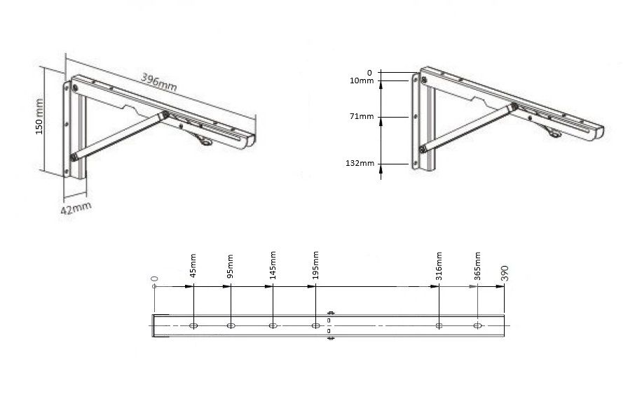 Lehajtható asztalvasalat, 400 mm Lehajtható asztalvasalat, 400 mm