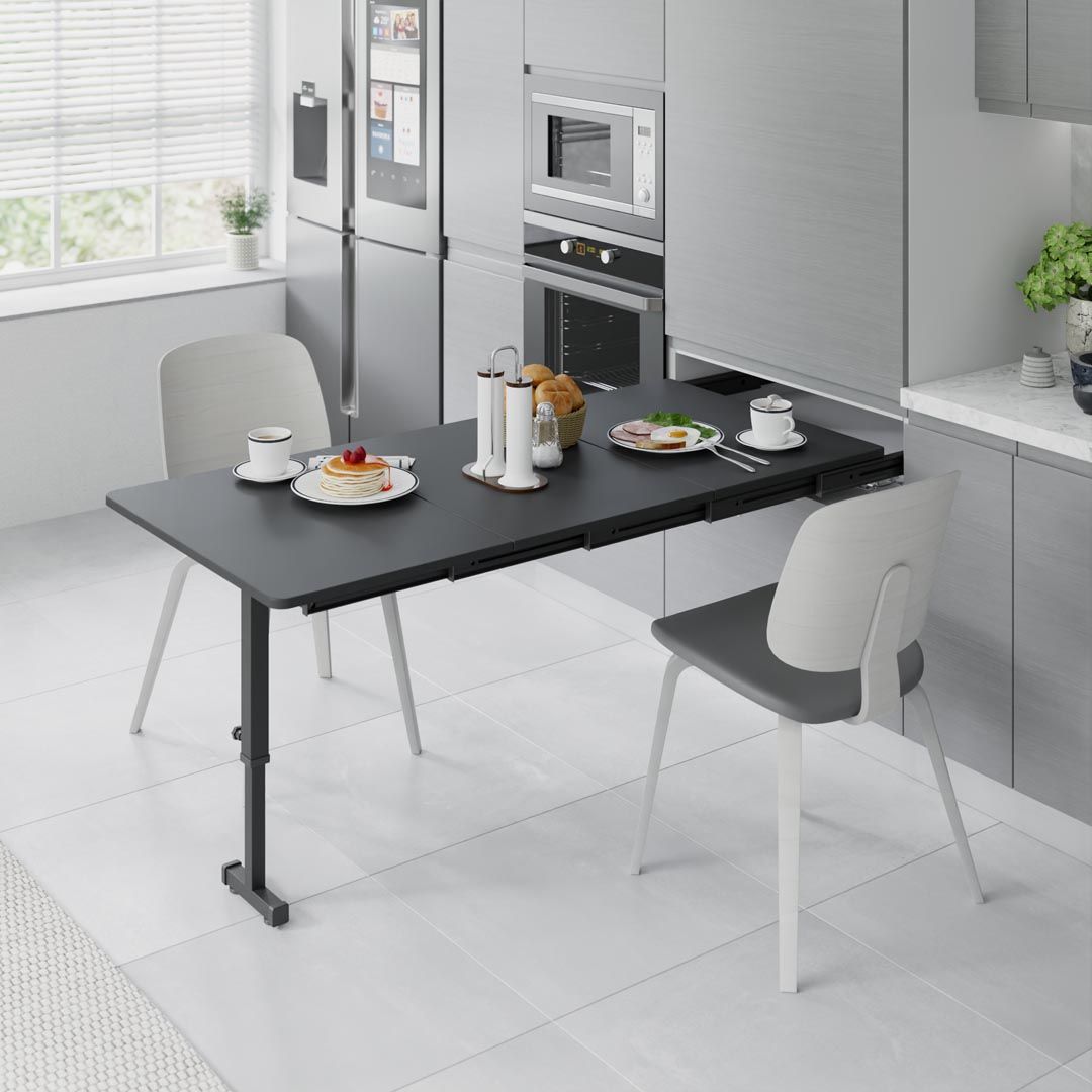 Kihúzható asztalvasalat beépített asztallábbal, antracit, 2 méretben Kihúzható asztalvasalat beépített asztallábbal, antracit, 2 méretben