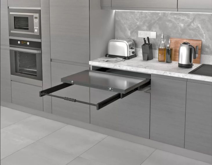 Fiókba szerelhető kihúzható asztalvasalat, antracit, 2 méretben Fiókba szerelhető kihúzható asztalvasalat, antracit, 2 méretben